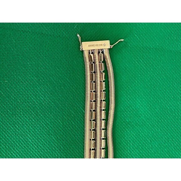 Anne Klein Gold-Tone Baguette Bead & Snake Chain Multi-Row Bracelet - Picture 3 of 5